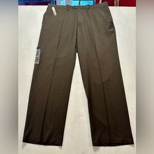 Haggar E-Clo Smart Fiber Dress Pants 42x32 Brown Classic Fit No Iron